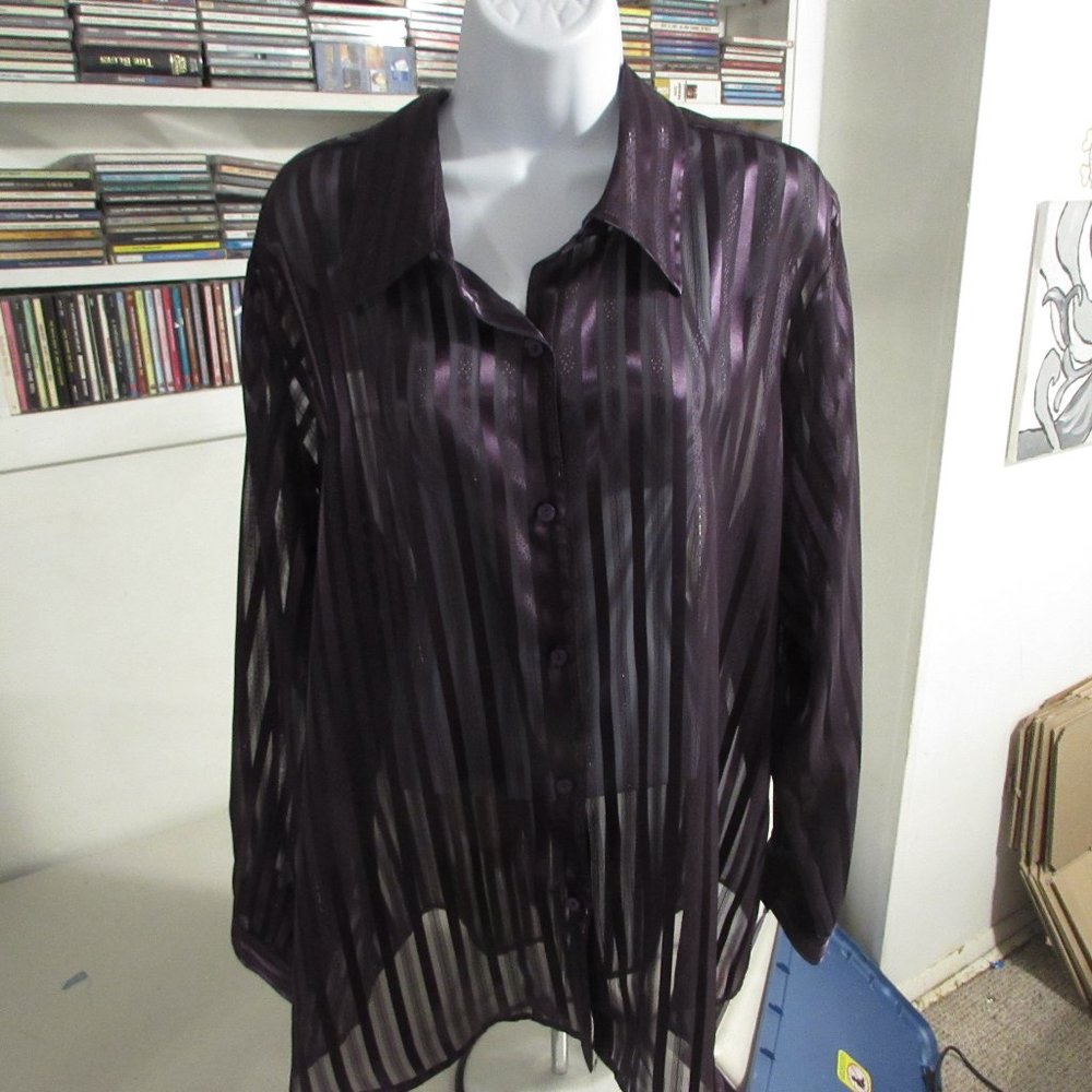 Jaclyn Smith Long Sleeve Purple Blouse Sz 2X